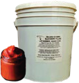 Guava fruit filling 50 lb pail with a piece of guava filling alongside